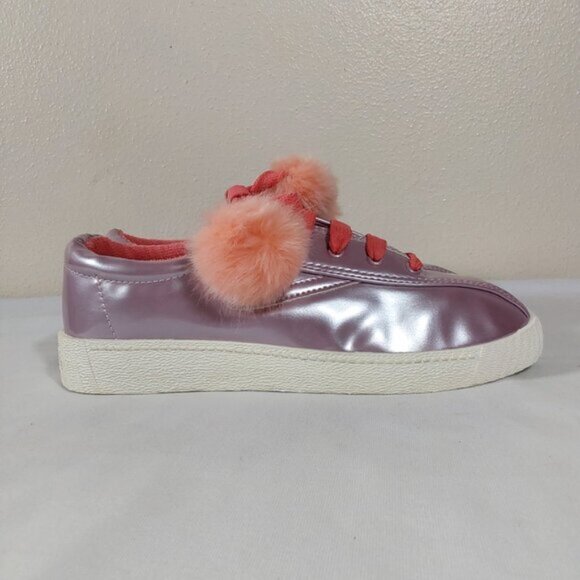 Tretorn Youth Iridescent Metallic Lavender Pom Pom Sneakers - Excellent Cond - 3 - Picture 5 of 10